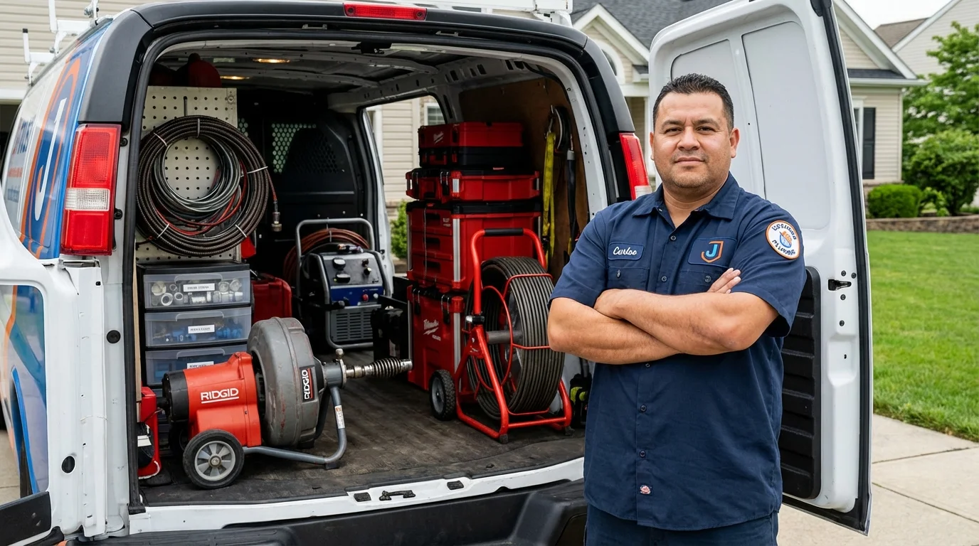 Professional drain cleaning equipment and Johns Plumbing LLC plumber in Natalbany