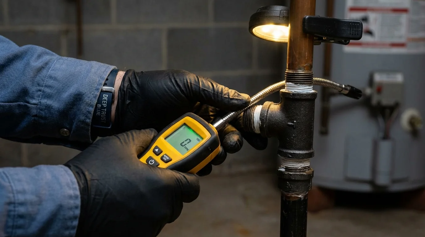 Gas leak detection with electronic sniffer by Johns Plumbing LLC in Natalbany