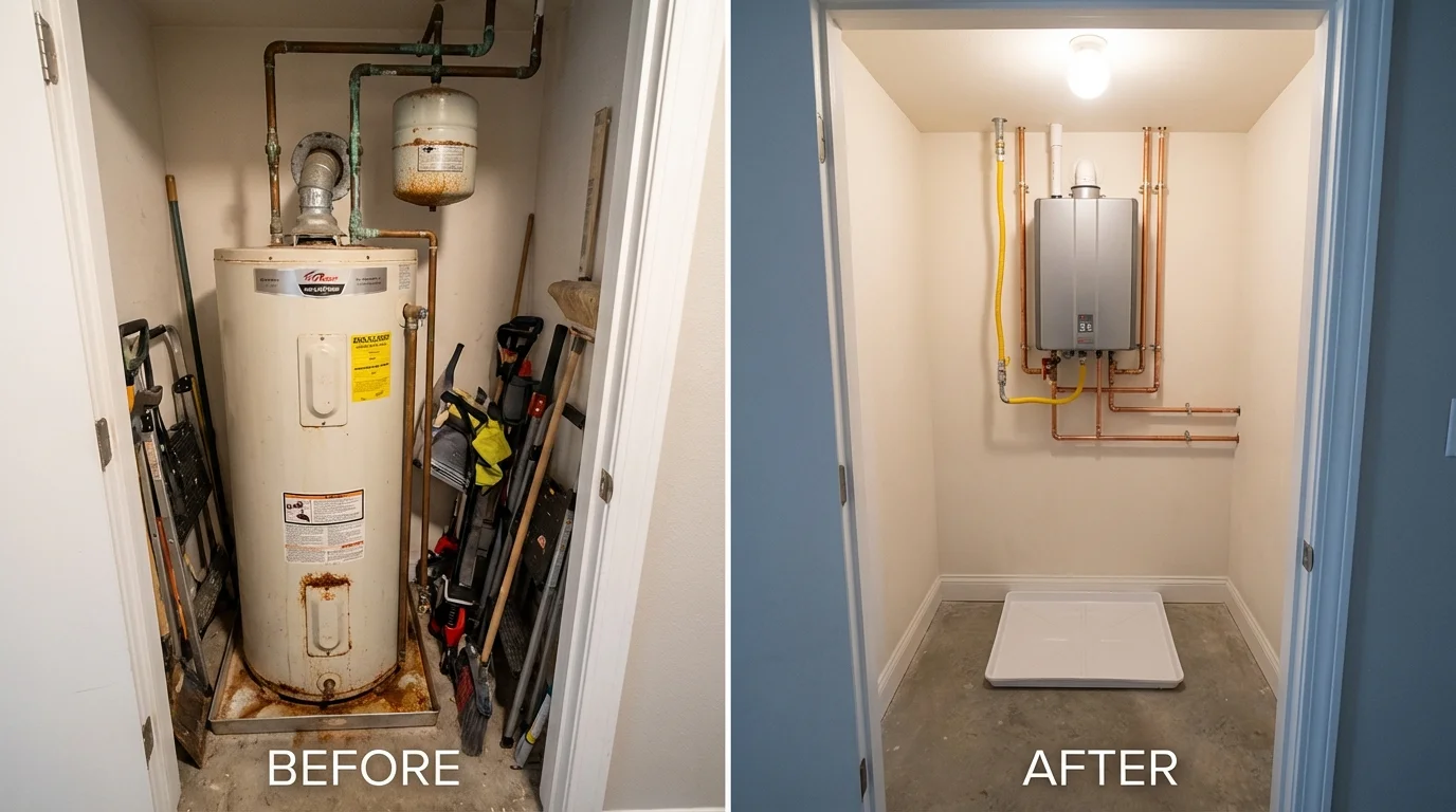 Tank water heater versus wall-mounted tankless unit comparison for Natalbany, LA homeowners